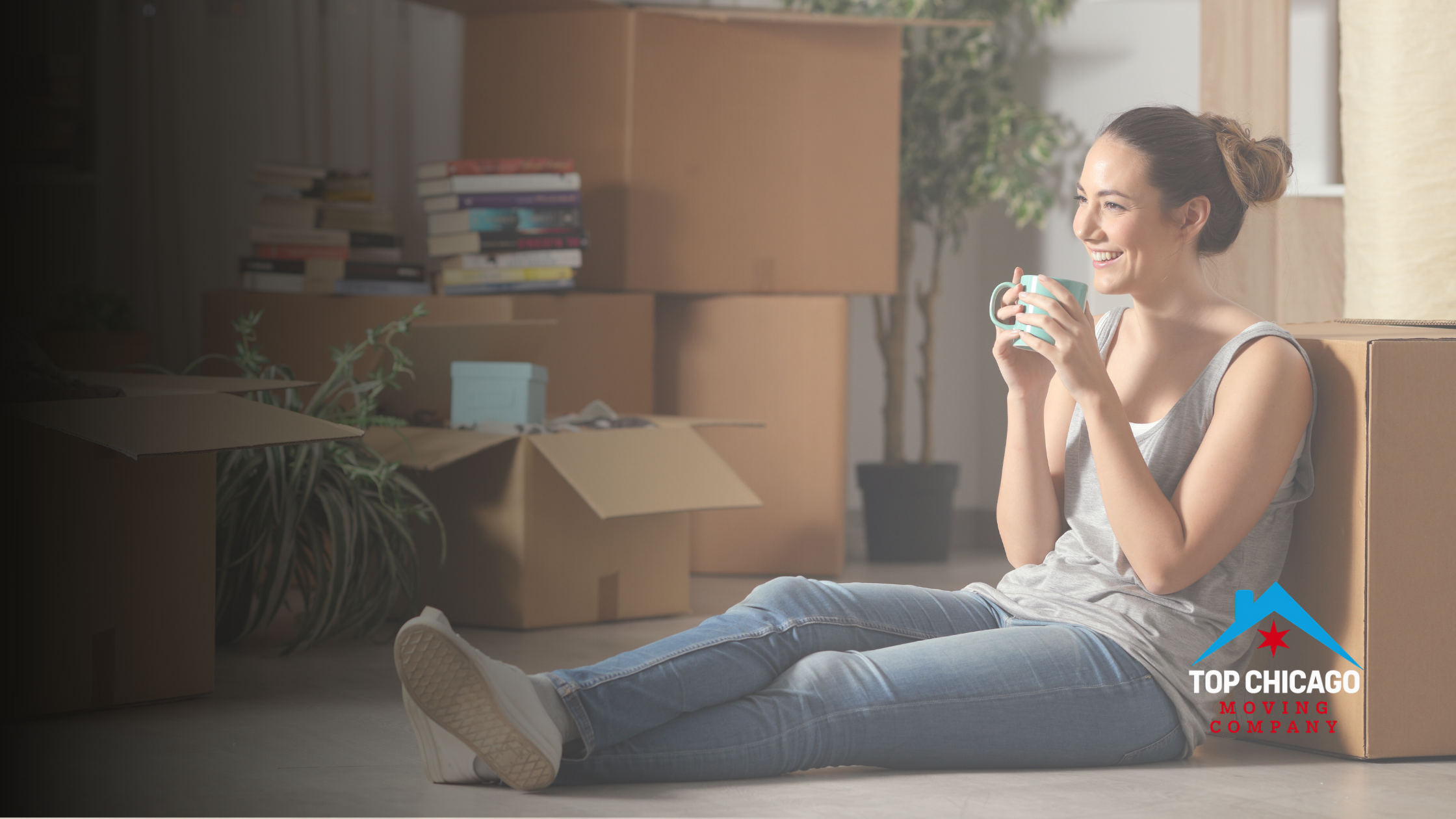 Professional movers loading a moving truck in downtown Chicago