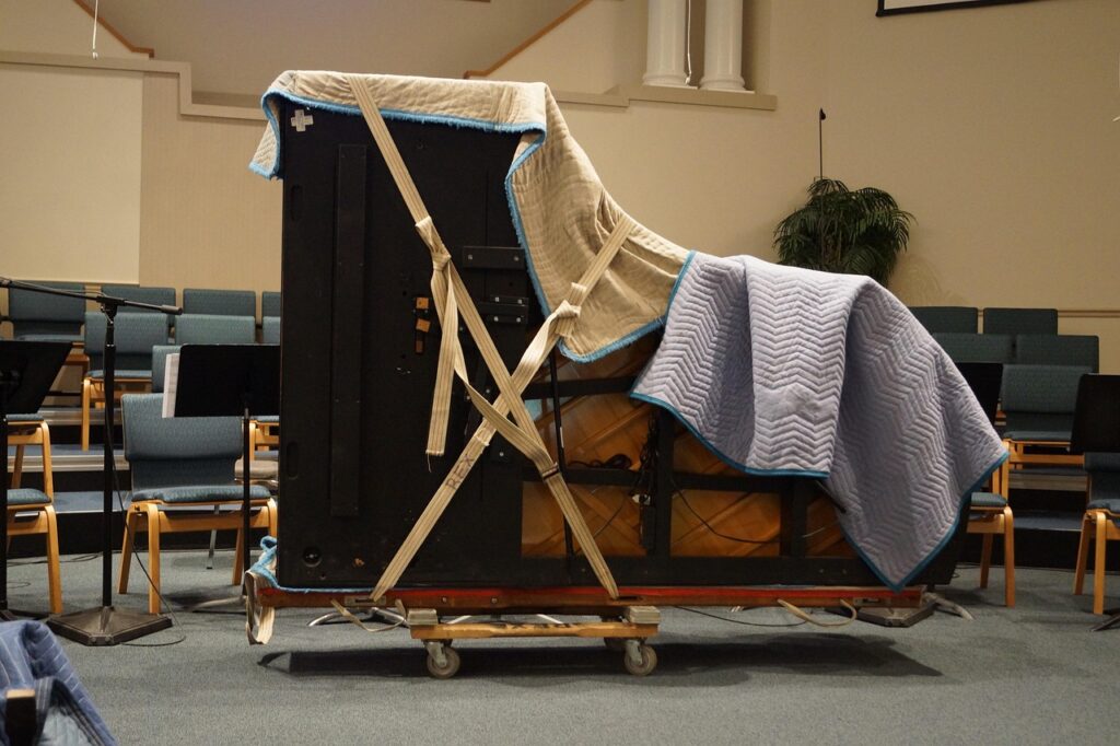 piano, music, transport, tied, covered, transportation, moving, packed, brown music, brown piano, piano, piano, piano, piano, piano